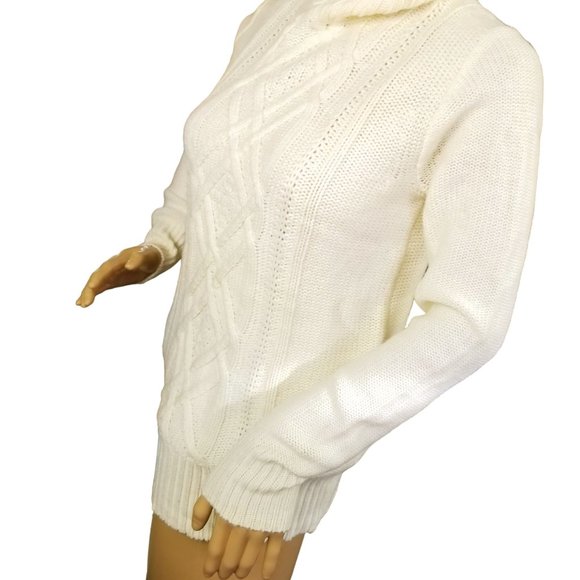 Cream J. Crew cable knit sweater size small - Picture 3 of 13
